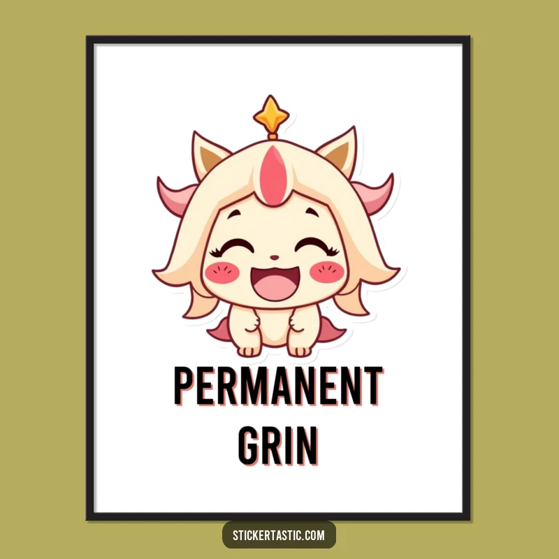 Funny Beaming Smile Digital Art Print: Instant Joy for Your Walls!