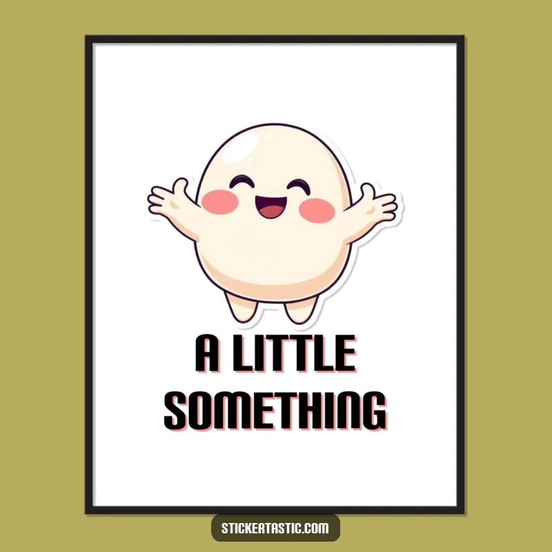 Funny Blob Digital Art: Smiling Character Offering Print, Hilarious Gift!