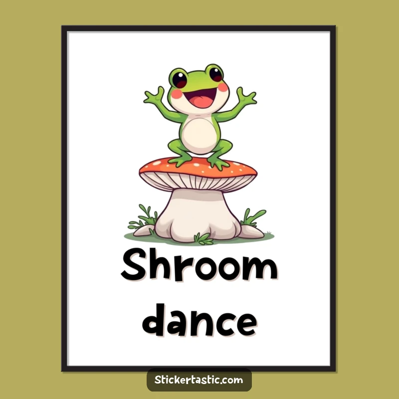 Funny Frog Dance Digital Art Print - Printable Mushroom Groover Decor Gift