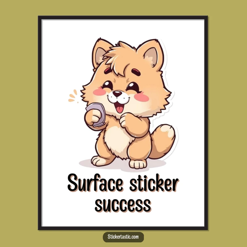 Funny Furry Sticker Action Digital Art Print: Instant Humorous Gift