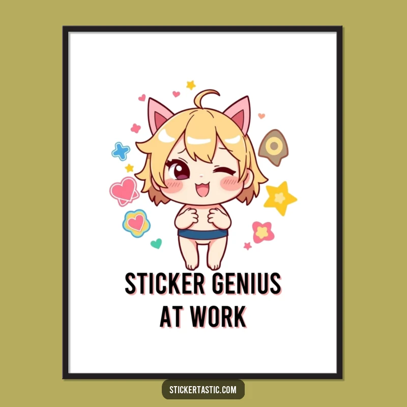 Funny Sticker Juggler Digital Art: Mischievous Wink, Vibrant Character, Perfect Funny Gift