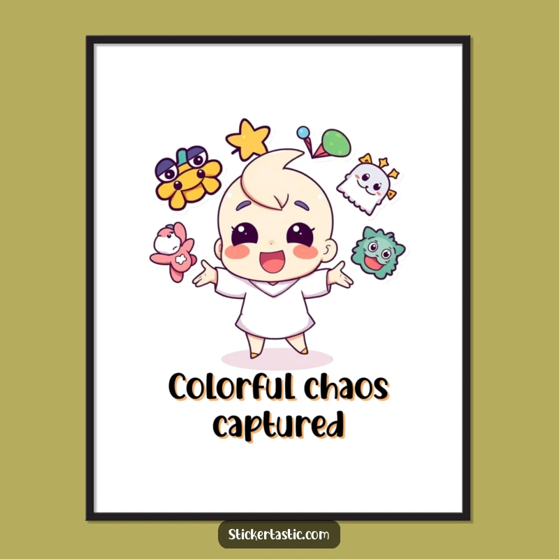 Funny Sticker Juggling Digital Art - Instant Cheerful Decor