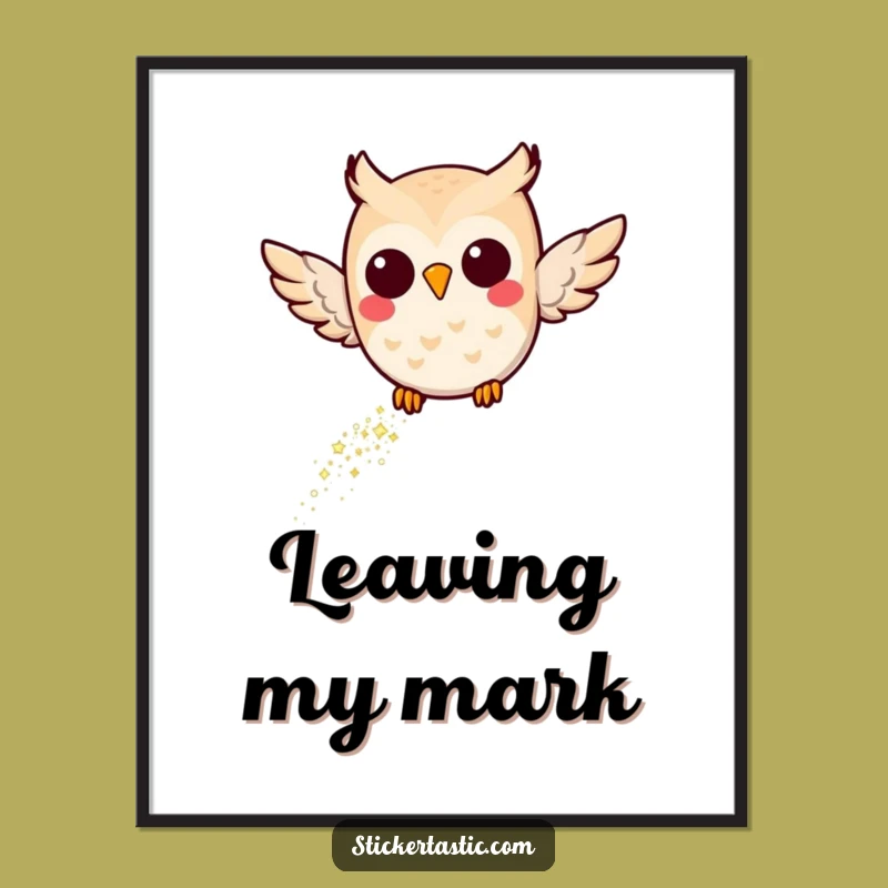 Funny Joyful Owl Glitter Digital Print: Instant Magical Art