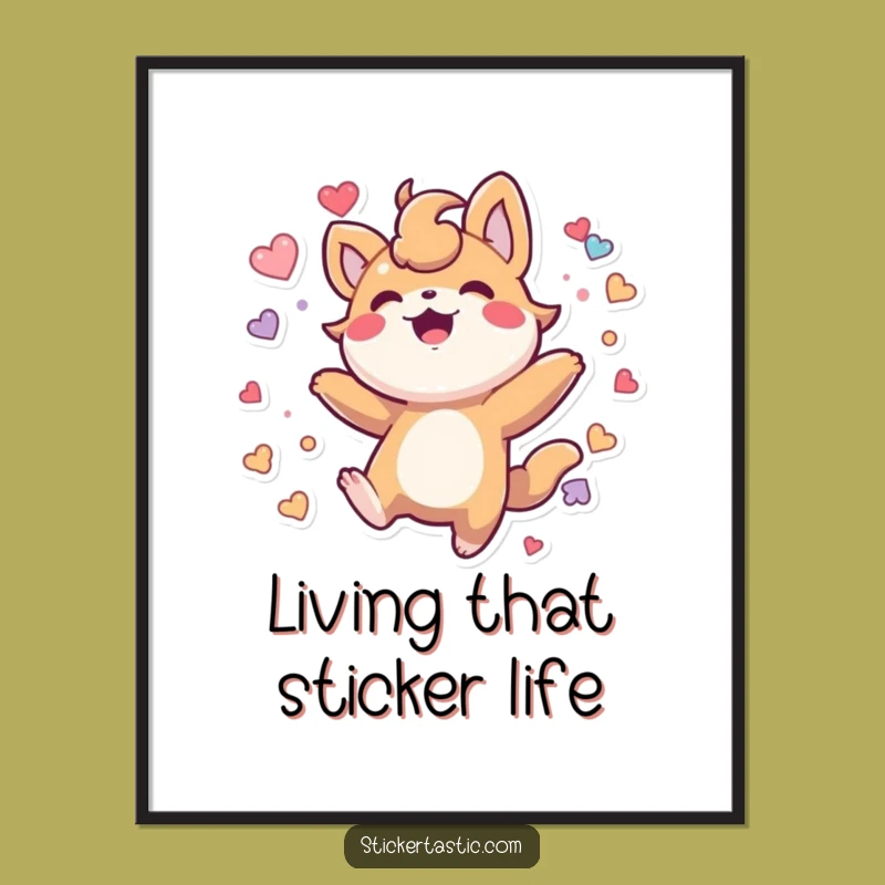 Funny Bouncing Sticker Creature Digital Art: Instant Joyful Decor Download