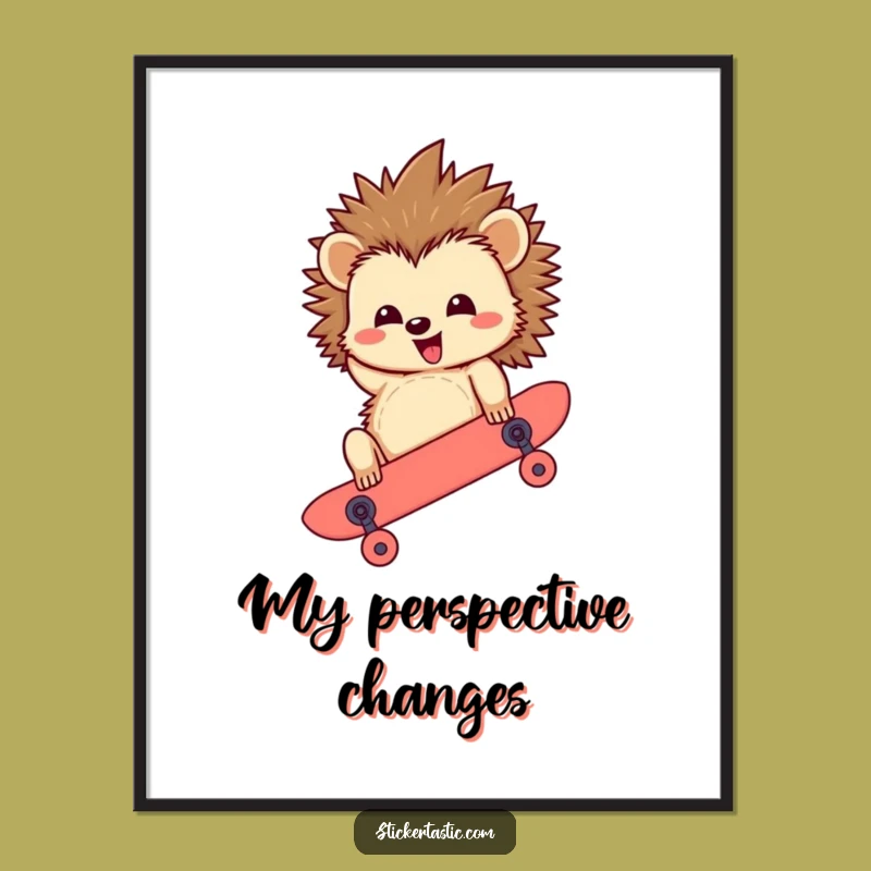 Funny Hedgehog Skateboard Digital Print: Instant Radical Art