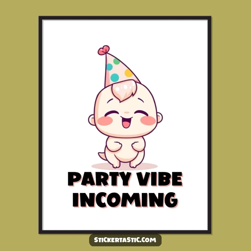 Funny Party Hat Digital Art: Giggling Character Print, Instant Humorous Decor