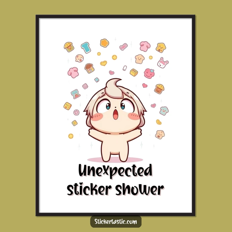 Funny Sticker Shower Digital Art - Instant Hilarious Surprise for Your Walls
