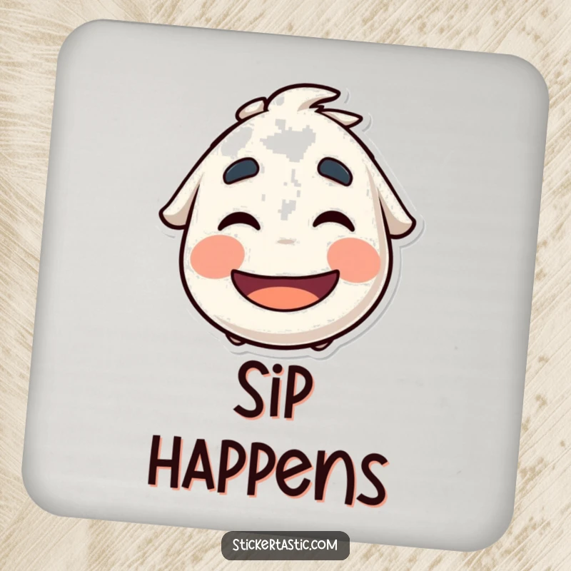 Funny Coaster: Features a character wiggling eyebrows under a cool sticker, adding humor and protecting surfaces.