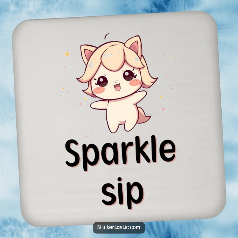 Funny Coaster: A playful character leaving a trail of glittery dust, adding magic to drink protection. Great funny gift.