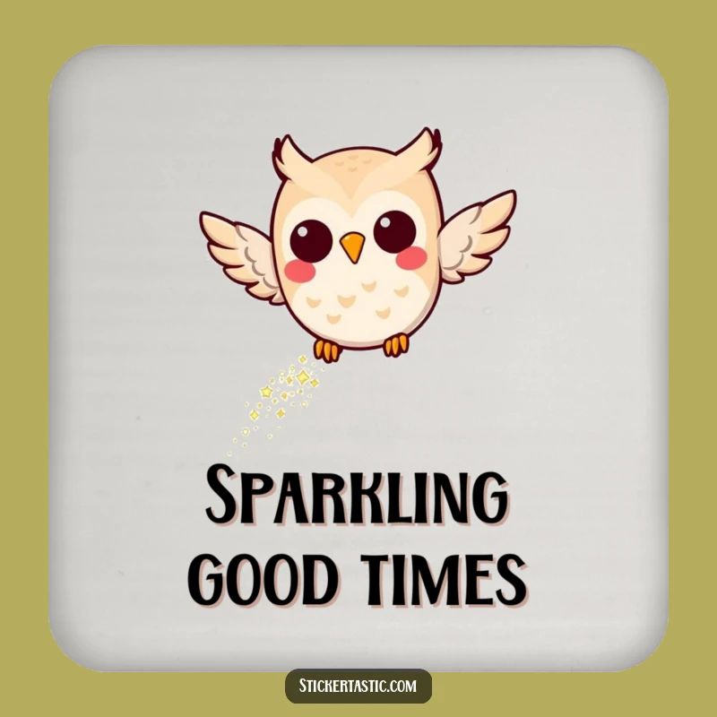 Funny Joyful Owl Glitter Coaster: Magical Surface Protection