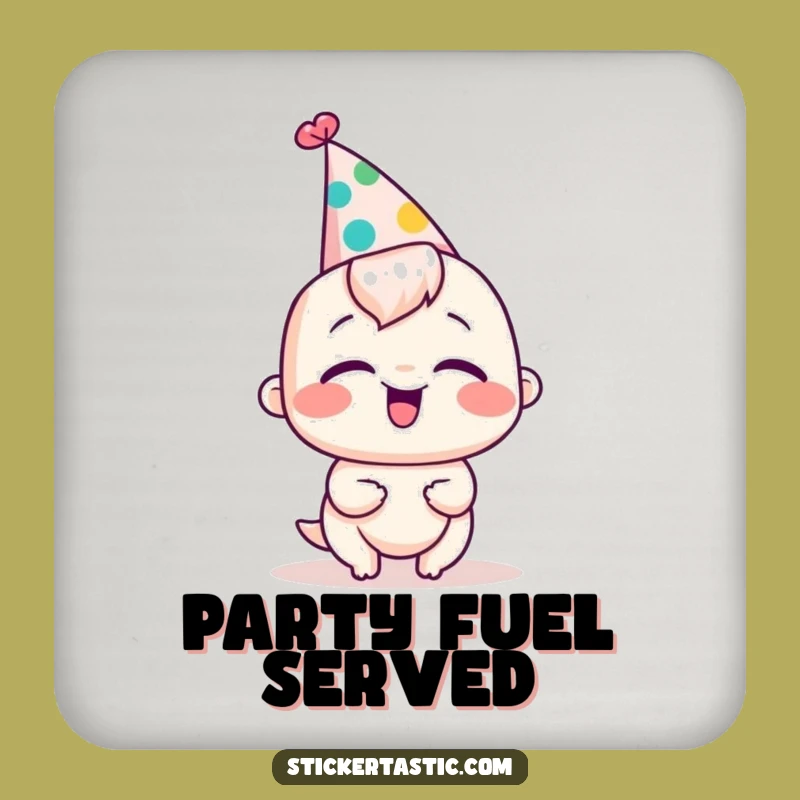 Funny Party Hat Coaster: Giggling Character Protection, Humorous Gift Set