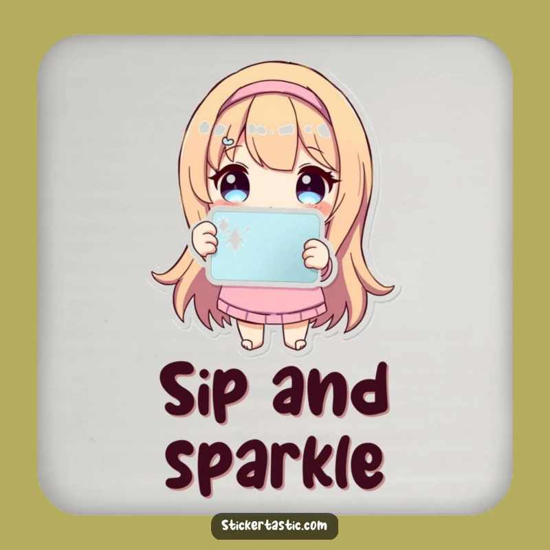Funny Sparkle Sticker Coaster Set: Protect Surfaces with Cute Character Sparkle