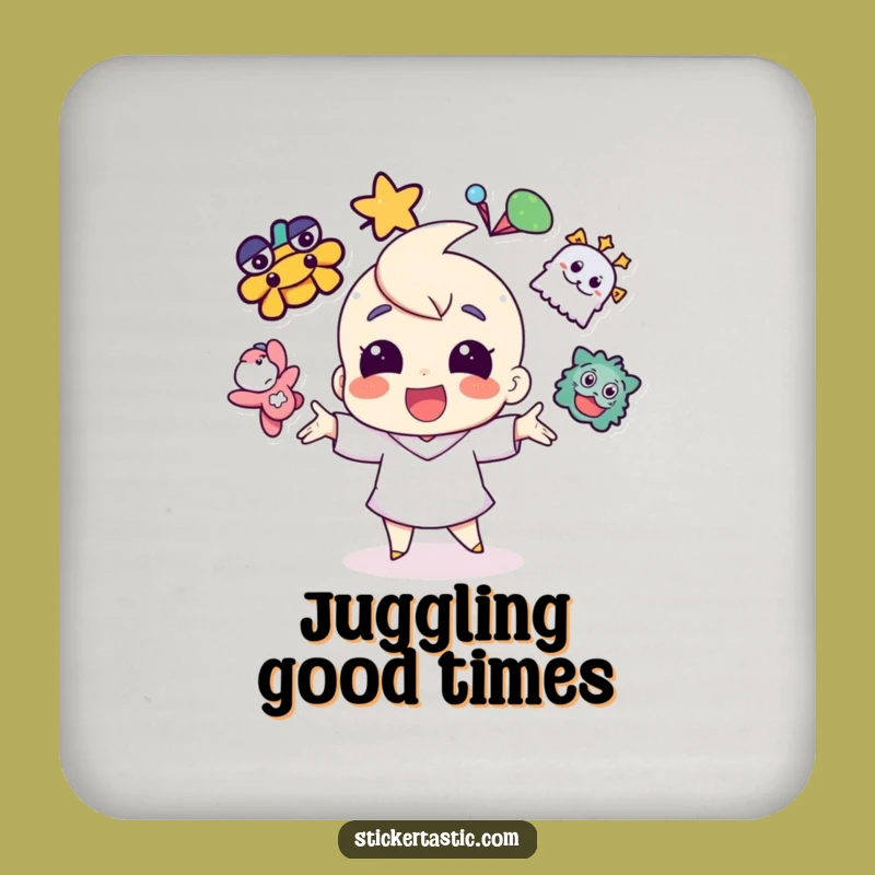 Funny Sticker Juggling Coaster - Protect Surfaces with Fun