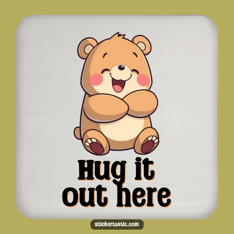 Funny Bear Hug Coaster: Cheerful Character Protection, Hug Gift
