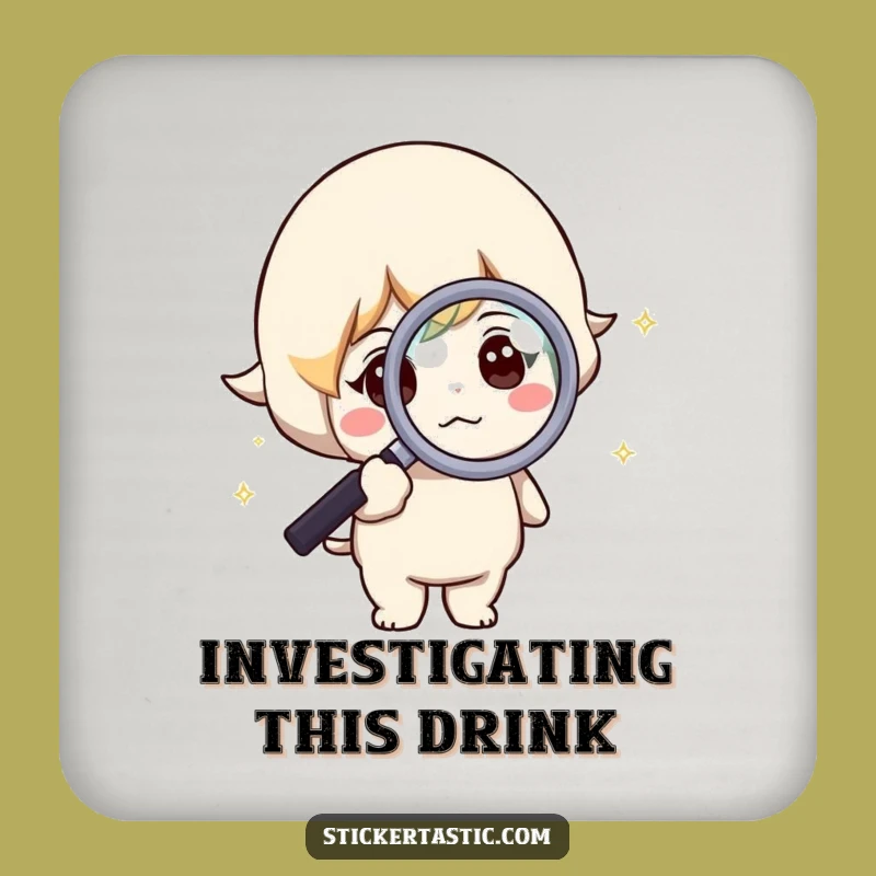 Funny Curious Character Coaster: Sparkle Study Protection, Humorous Gift Set