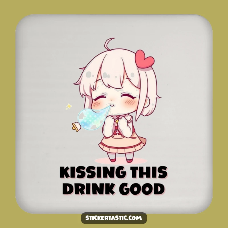 Funny Kissing Character Coasters (Set of 4): Love Sticker Art, Romantic Funny Gift