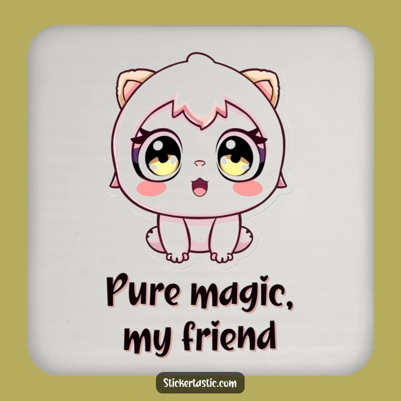 Funny Awe Sticker Coaster: Protect Surfaces with Wonder