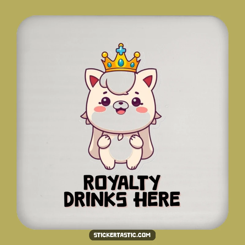 Funny Royal Coasters: Regal Protection with a Sticker Accent