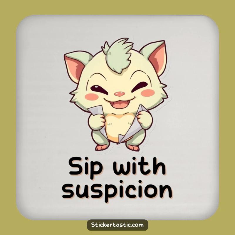 Funny Sticker Peeling Creature Coaster - Protect Surfaces Playfully