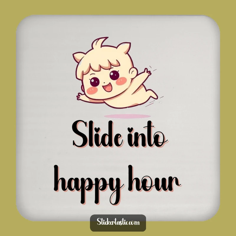 Sliding Fun Coaster - Funny Determined Character Drink Accessory