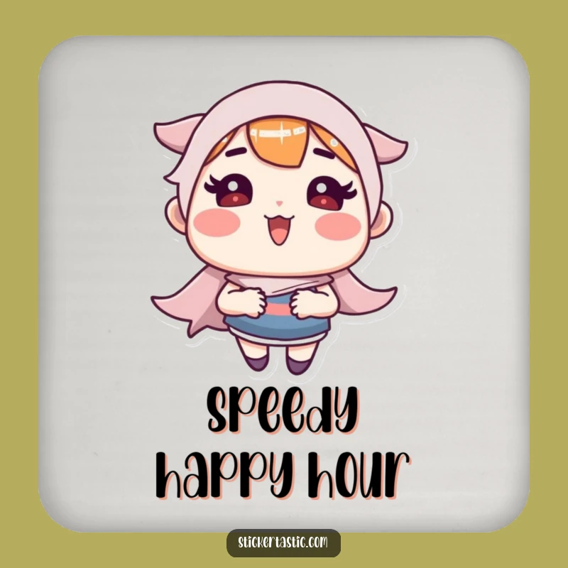 Funny Fast Sticker Character Coaster - Protect Surfaces with Speed & Humor - Funny Gift!