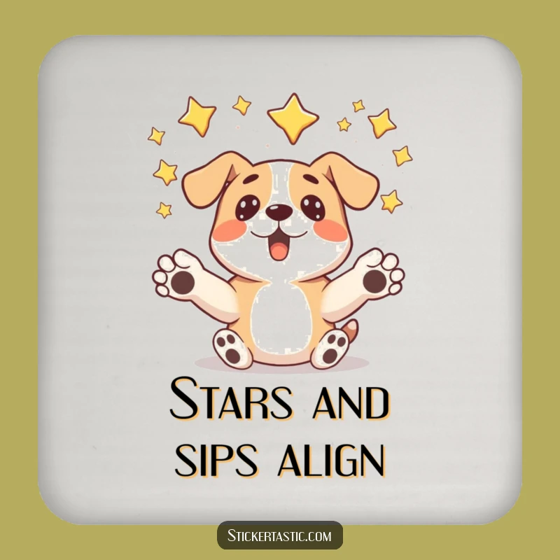Funny Surprised Dog Coaster - Catch Stars with Style