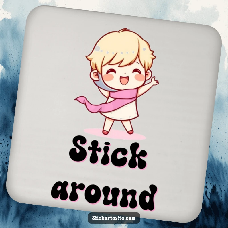 Funny Coaster: A happy character dancing with a roll of tape, adding fun to drink protection. Great funny gift.