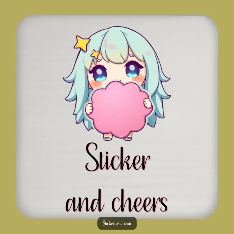 Funny Starry-Eyed Character Coaster: Sticker Decor, Funny Gift Set