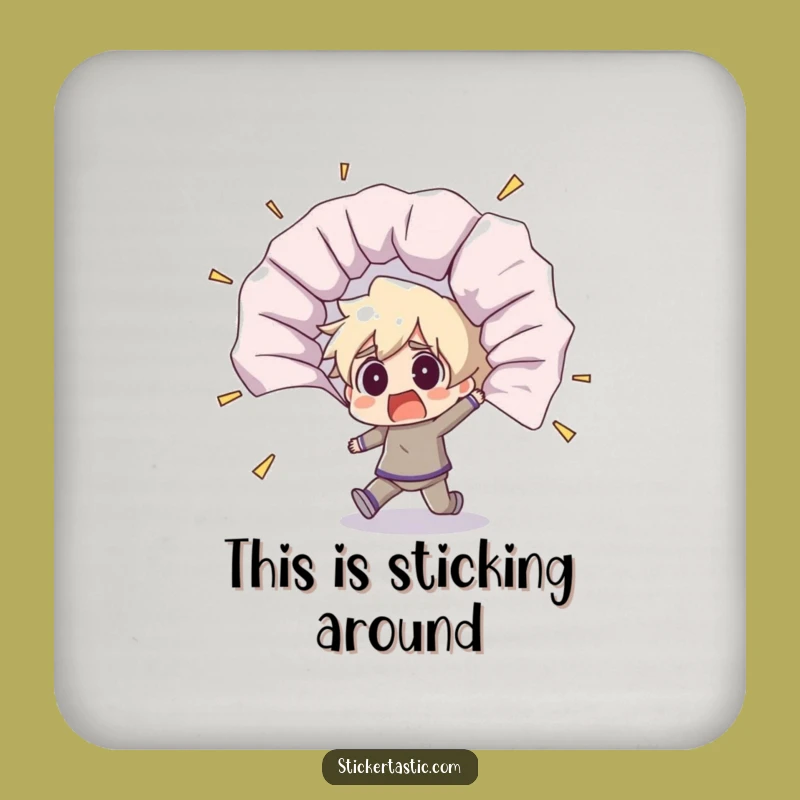 Funny Shocked Sticker Unfurling Coaster - Protect Surfaces with Humor