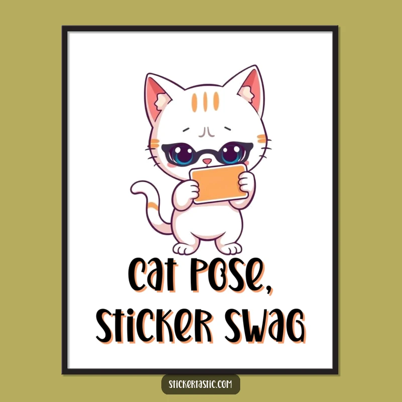 Funny Cat Sticker Poster: Cool Cat Posing Art, Perfect Funny Gift for Wall Decor