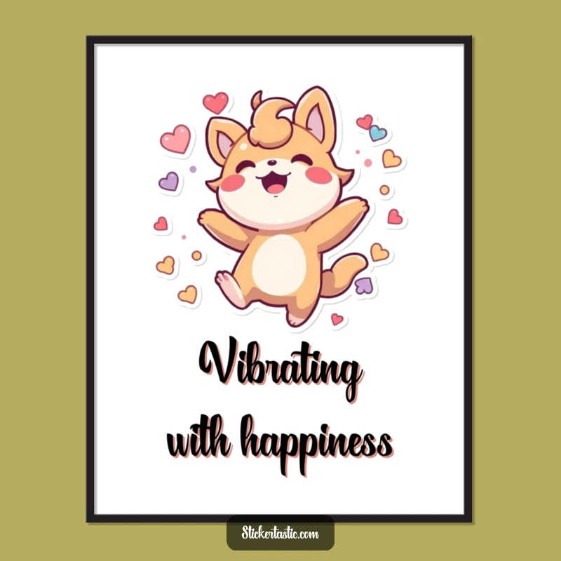 Funny Bouncing Sticker Creature Art Print: Vibrant Decor for Happy Spaces