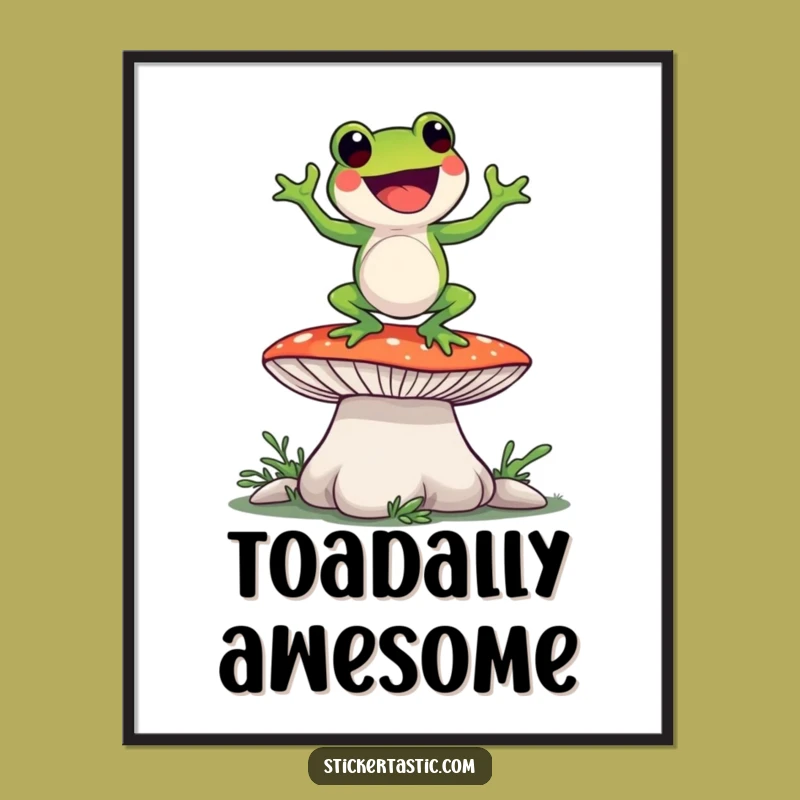 Funny Frog Dance Poster - Silly Mushroom Groover Wall Art Gift