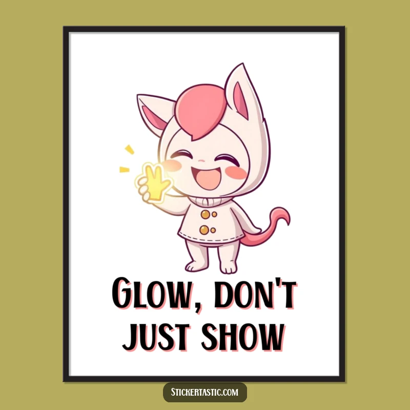 Funny Giggling Sticker Character Poster - Whimsical Wall Art Gift