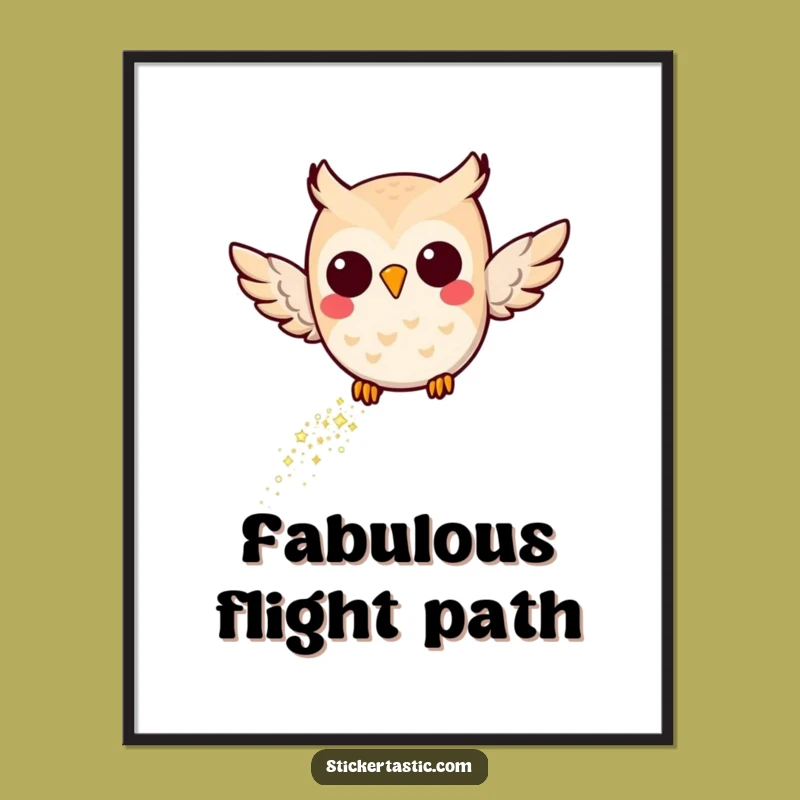 Funny Joyful Owl Glitter Poster: Magical Wall Art