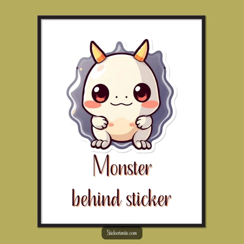 Funny Monster Sticker Poster: Adorable Peek-a-Boo Monster Art, Perfect Funny Gift for Decor