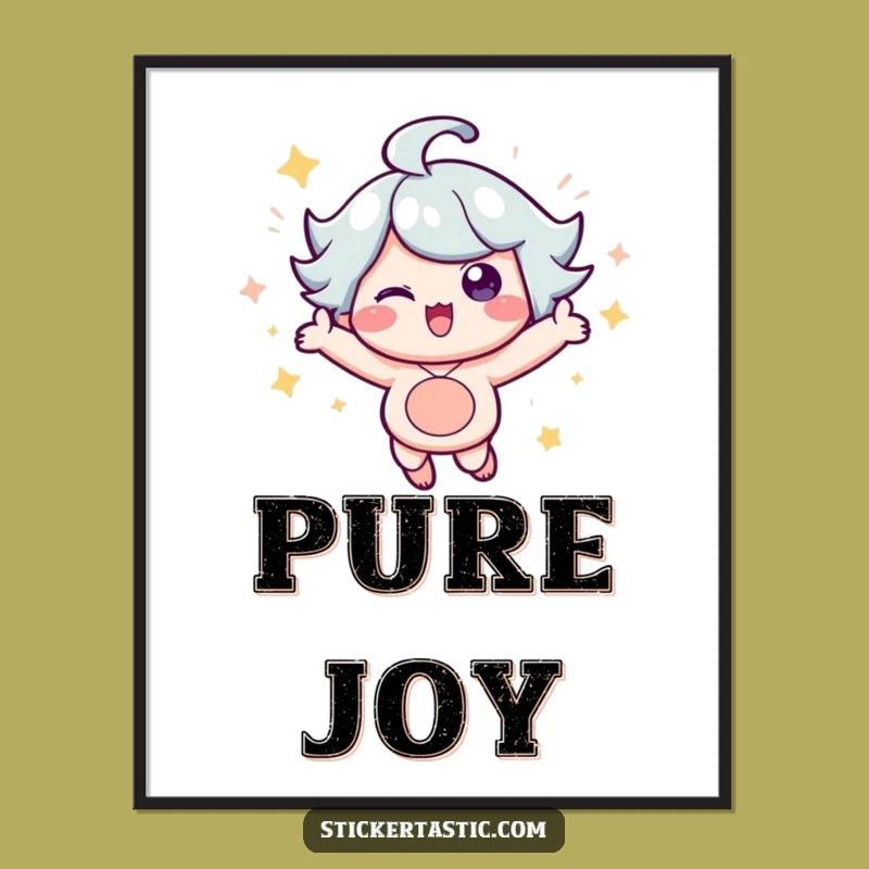 Funny Sparkle Character Poster: Vibrant Bouncing Art, Ideal Funny Gift for Uplifting Decor