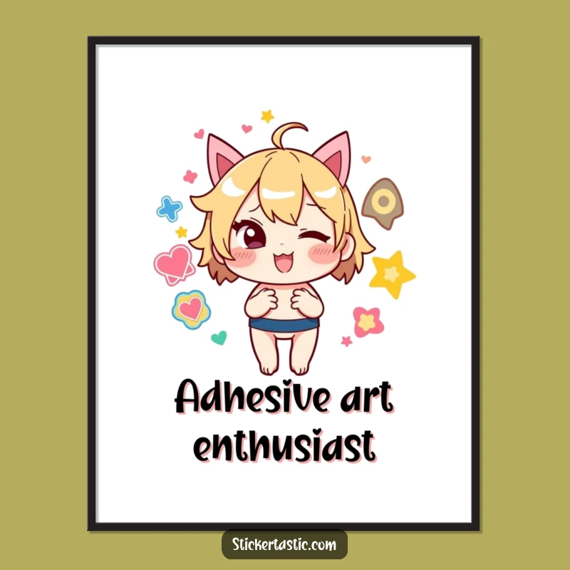 Funny Sticker Juggler Poster: Artful Mischief with a Winking Character, Ideal Funny Gift