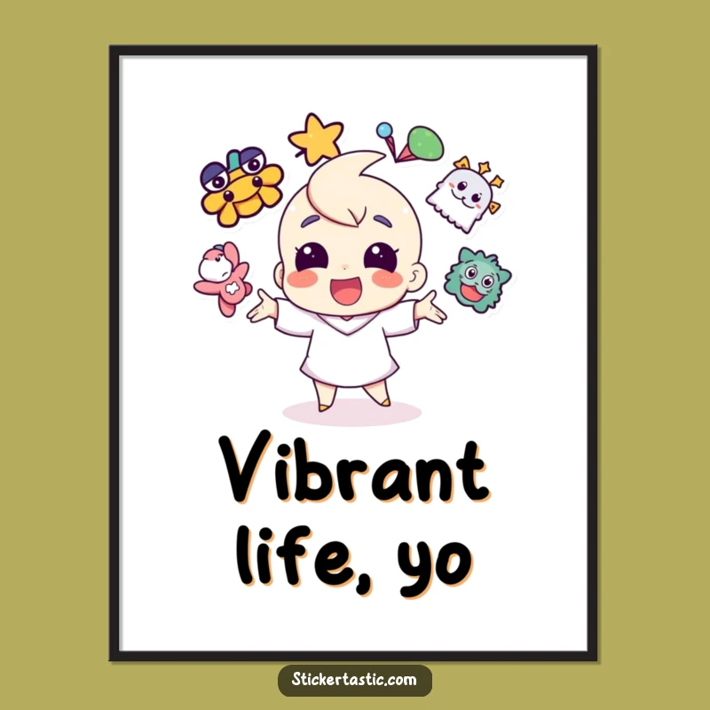 Funny Sticker Juggling Poster - Vibrant & Cheerful Wall Art