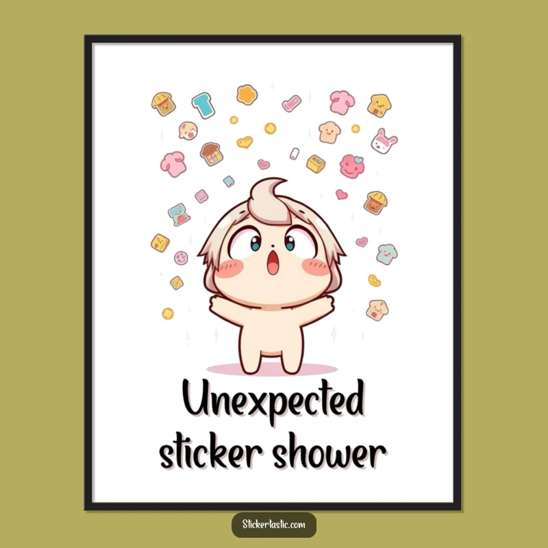 Funny Sticker Shower Poster - Decorate with Hilarious Falling Sticker Art