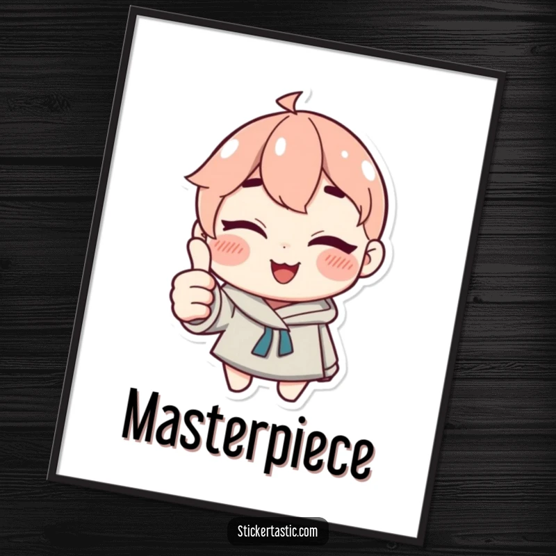 Funny Poster: Character winking and giving a thumbs up with a sticker, exuding approval and style. Brilliant funny gift.