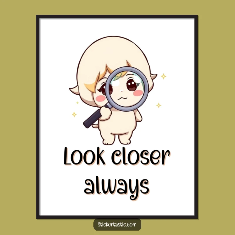 Funny Curious Character Poster: Sparkle Detail Art, Hilarious Wall Decor Gift