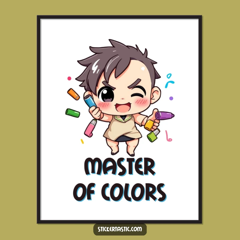 Funny Juggling Markers Poster: Artistic Skill Display, Ideal Funny Gift for Inspiring Decor