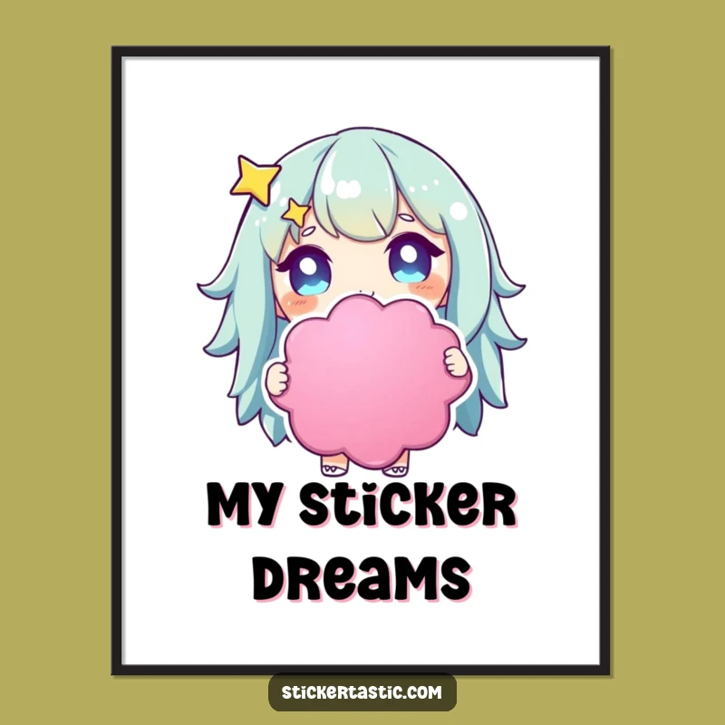 Funny Starry-Eyed Character Poster: Sticker Art, Unique Decor Gift