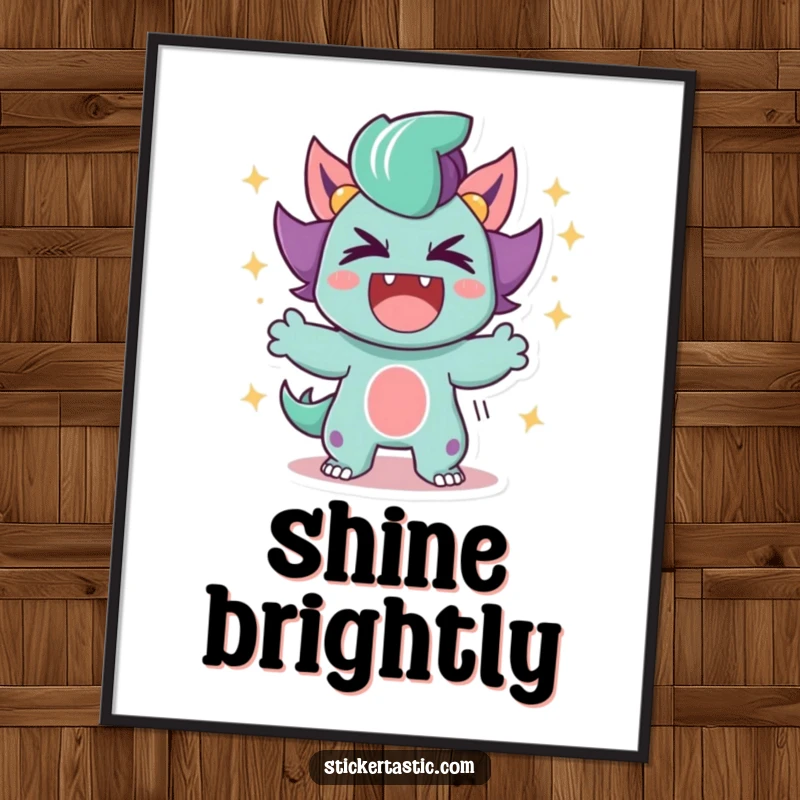 Funny Poster capturing a character’s victorious roar, surrounded by an explosion of dazzling sparkles, symbolizing triumph and power.