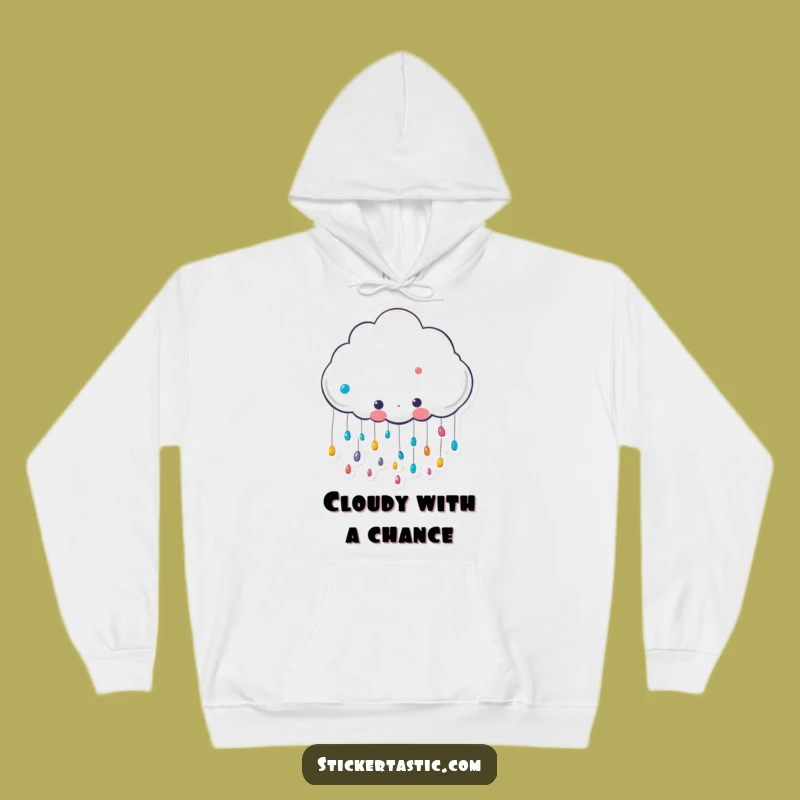 Funny Cloud Rain Hoodie: Cozy Cute Character with Sticker Shower - A Hilarious Gift