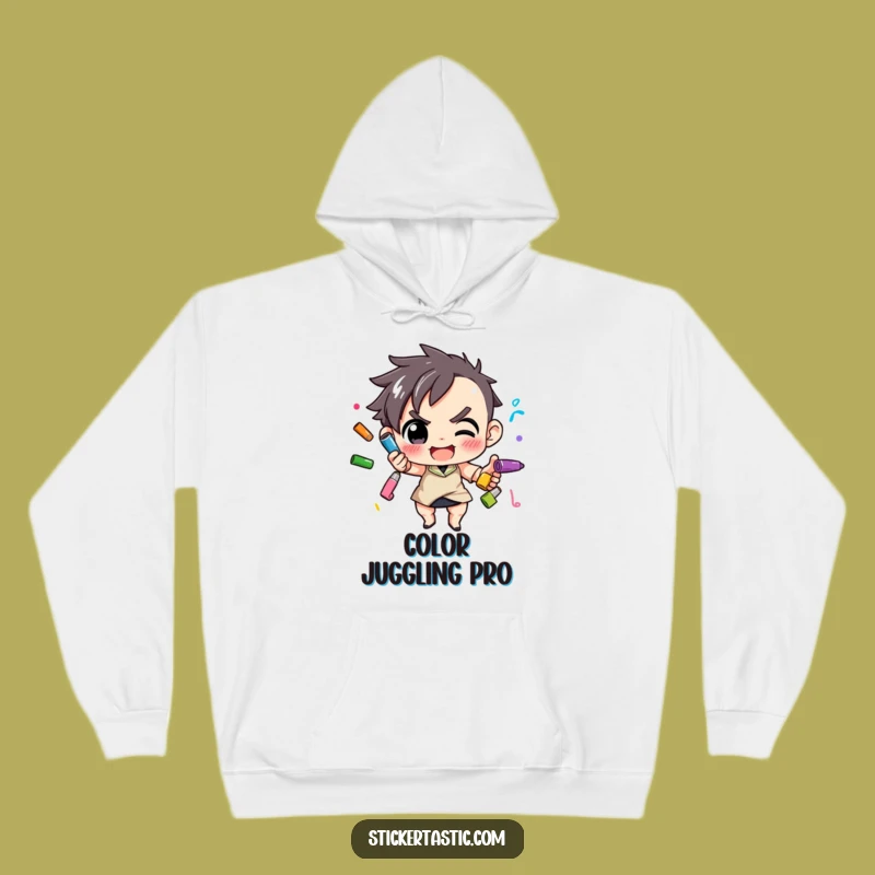 Cozy Funny Juggling Markers Hoodie: Artistic Focus Design, Ultimate Funny Gift for Creatives