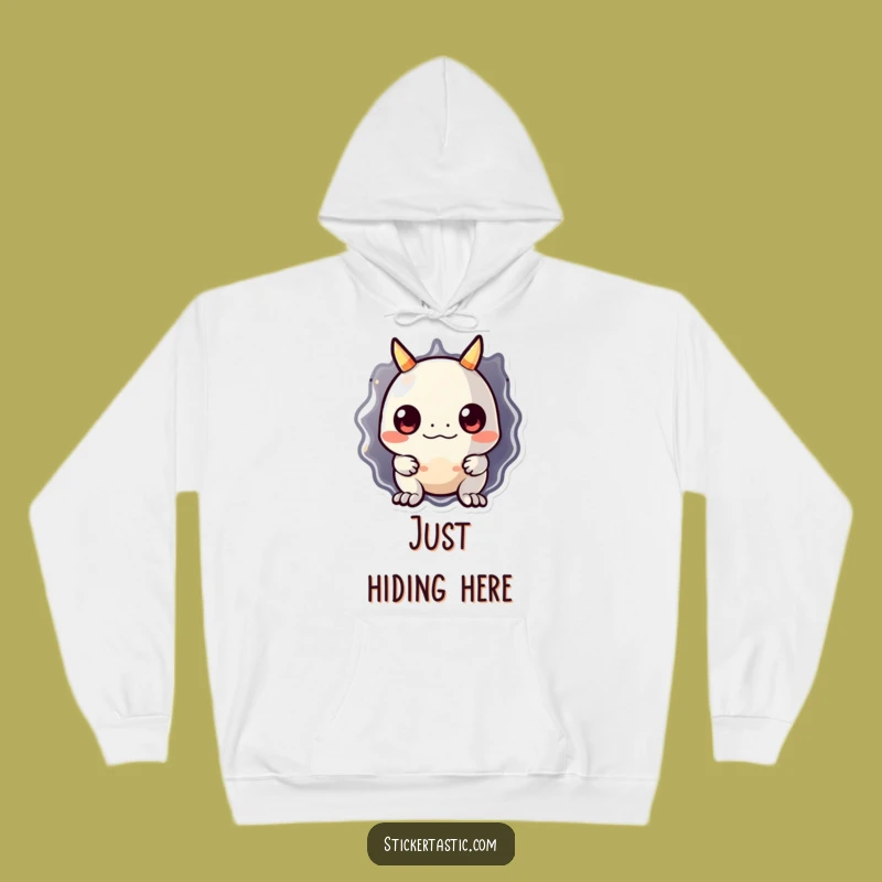 Cozy Funny Monster Sticker Hoodie: Adorable Monster Peeking, Ultimate Funny Gift for Comfort Lovers
