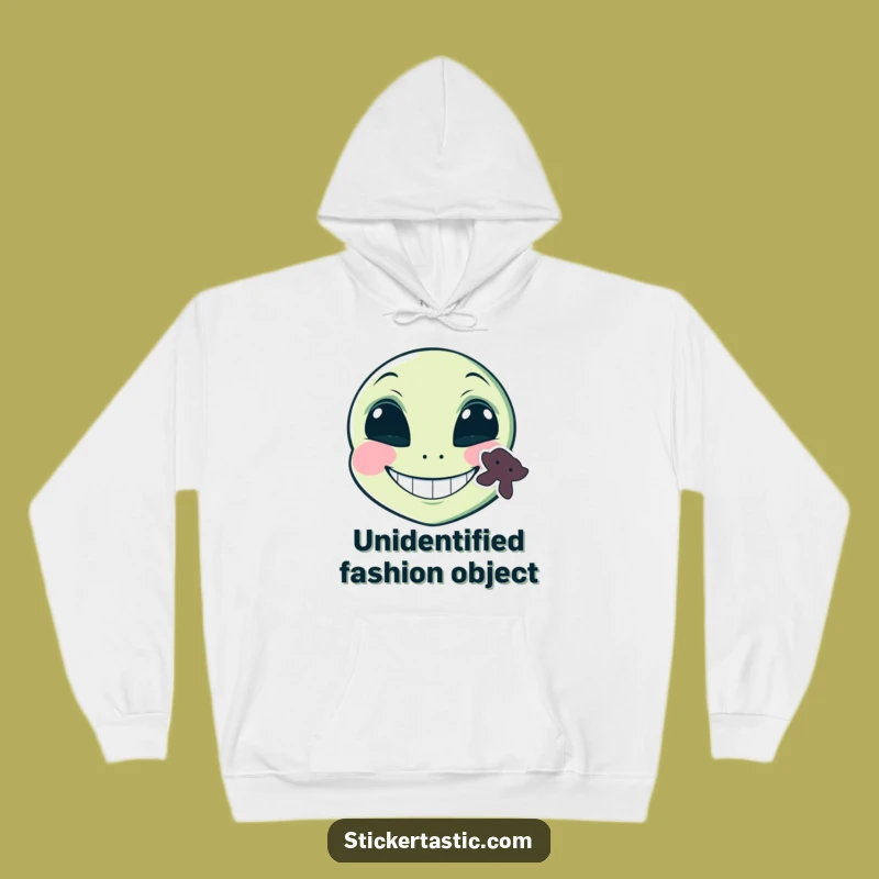 Funny Alien Grinning Hoodie: Cozy Sticker Face Comfort - A Hilarious Galactic Gift!