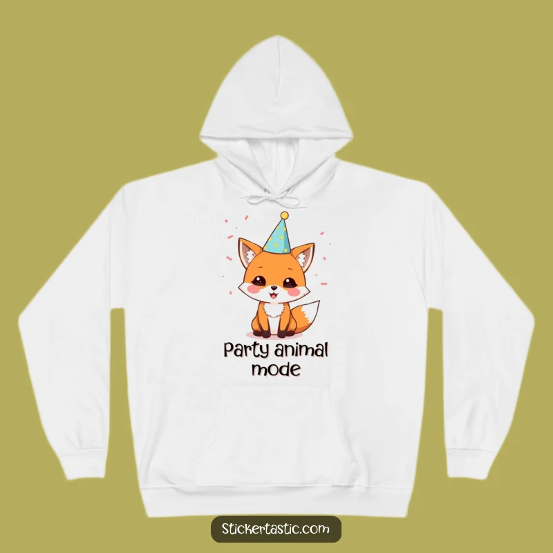 Funny Fox Party Hoodie: Delighted Character, Warm Festive Fun Gift