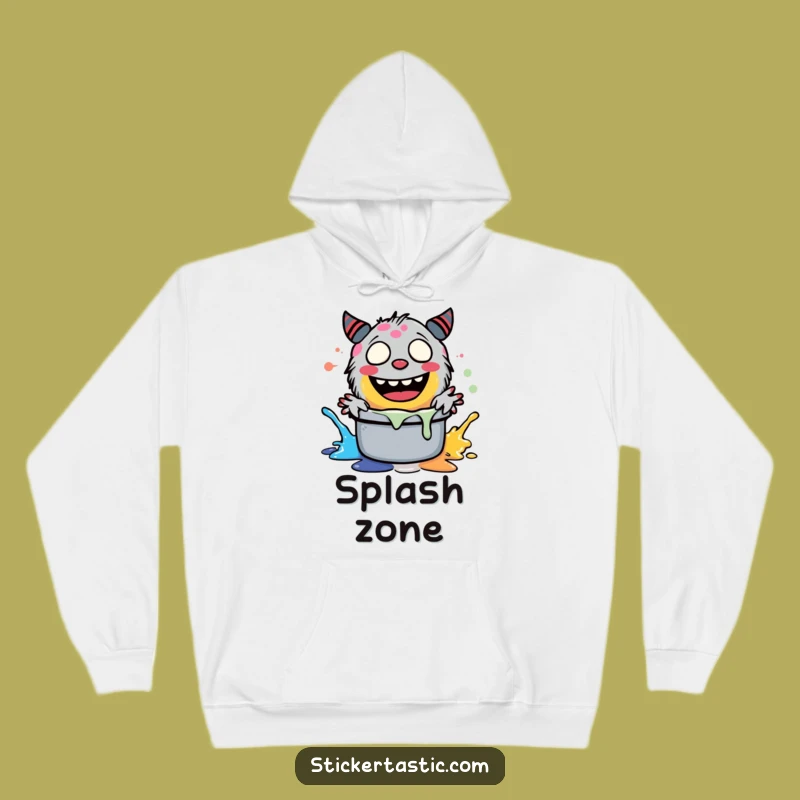 Funny Giggling Monster Hoodie - Cozy Paint Splashing Art Sweatshirt Gift